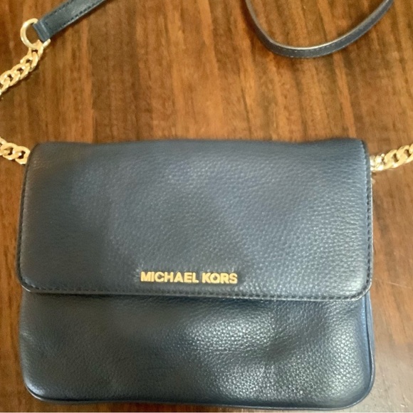 Navy Michael Kors purse 8” w x 6.5” h small crossbody - Picture 2 of 6